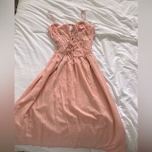 Coral Salmon linen dress